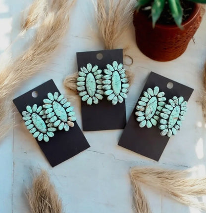 Mint Concho Large Clay Stud Earrings