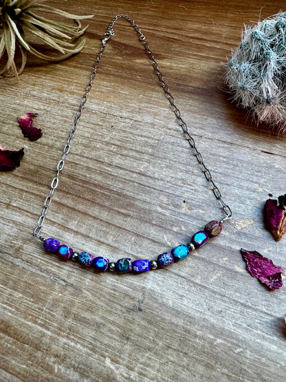 15.5 inch chain choker and Verascite sea sediment and sterling silver