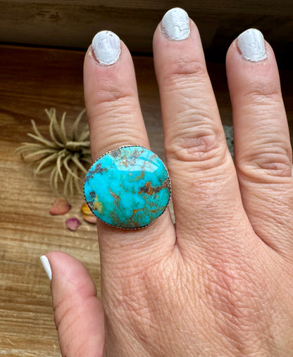 MJ collection - round turquoise stone ring - adjustable - sterling silver