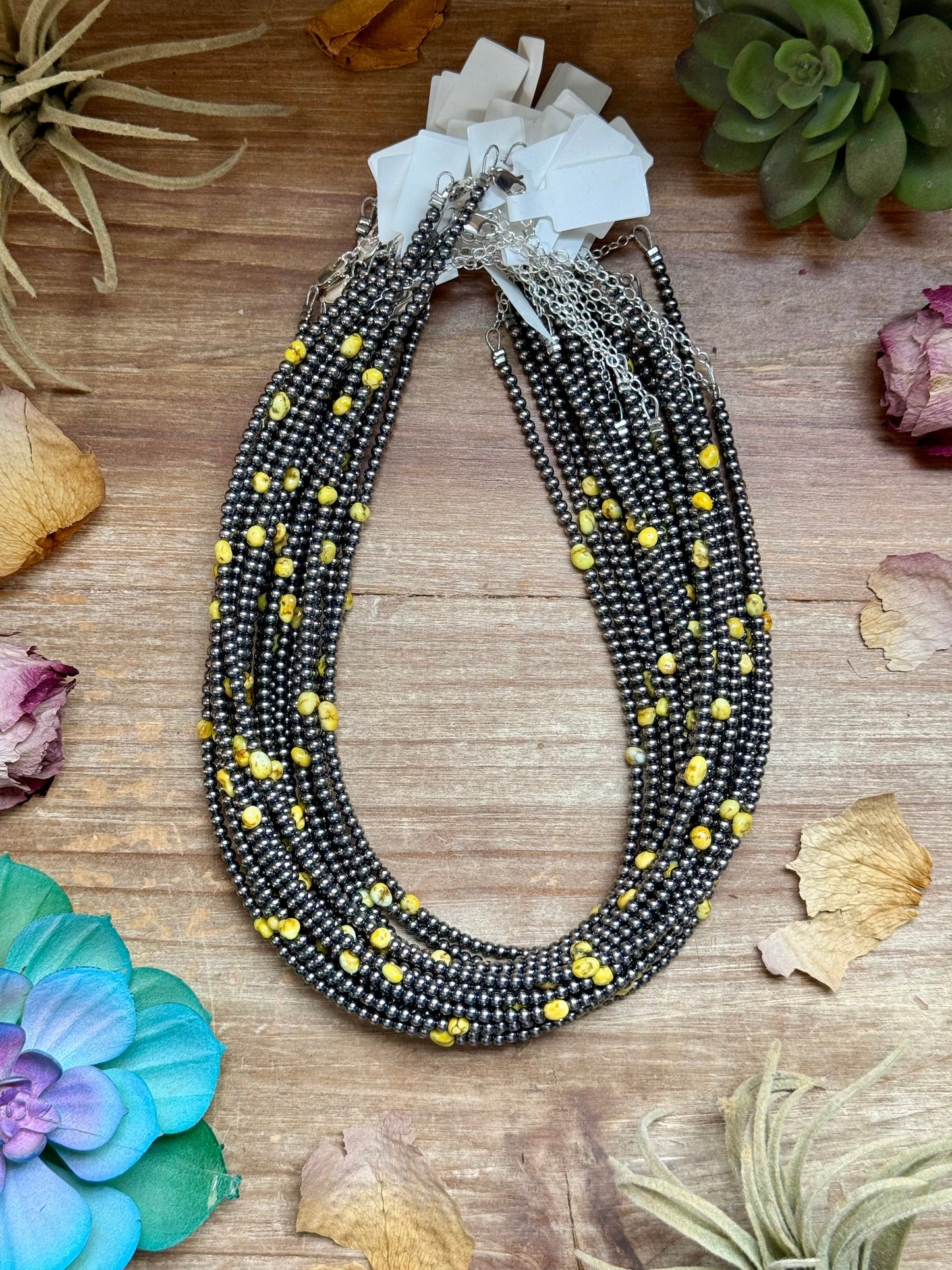 15” Palomino Turquoise Necklace – Sterling Silver Pearls