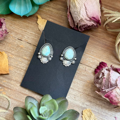 34 - Sterling Silver Dry Creek Turquoise Stud Earrings by Shay Pfeiffer