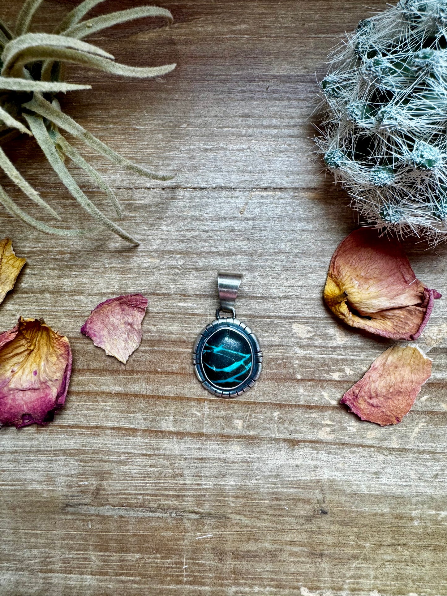 Small Pendant - Blackjack Turquoise & Sterling Silver option II