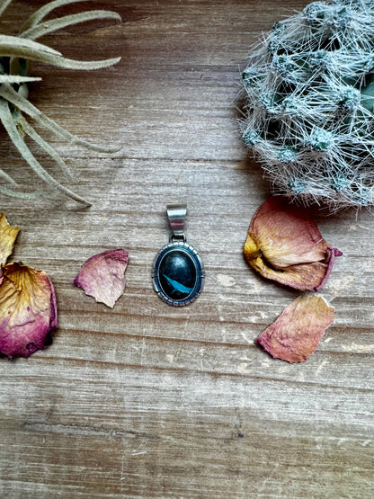 Small Pendant - Blackjack Turquoise & Sterling Silver option III