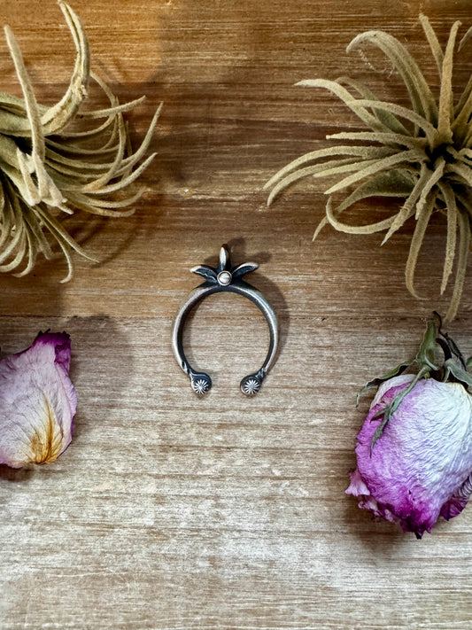 Sterling silver Naja pendant with hook back, stamped VC, Native made in the USA, no stone