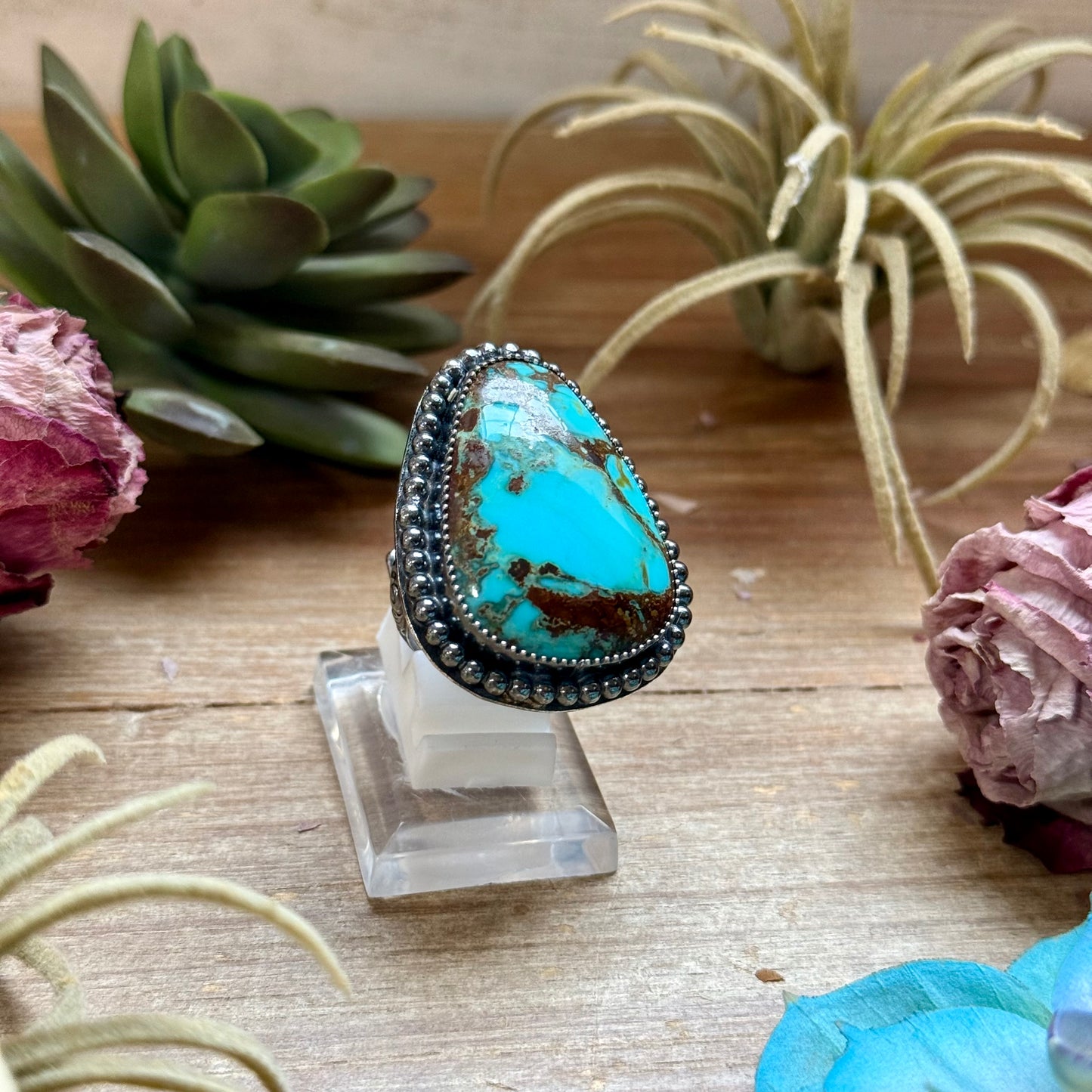 MJ Turquoise Ring – Sterling Silver Adjustable Band