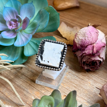 Mj ring - White Buffalo Adjustable Ring Square
