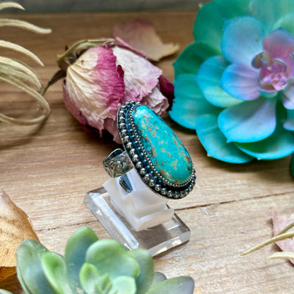 MJ Turquoise Ring – Sterling Silver Adjustable Band