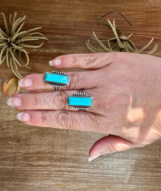 Kingman Turquoise Ring – Sterling Silver by Navajo Artist Daniel Penally