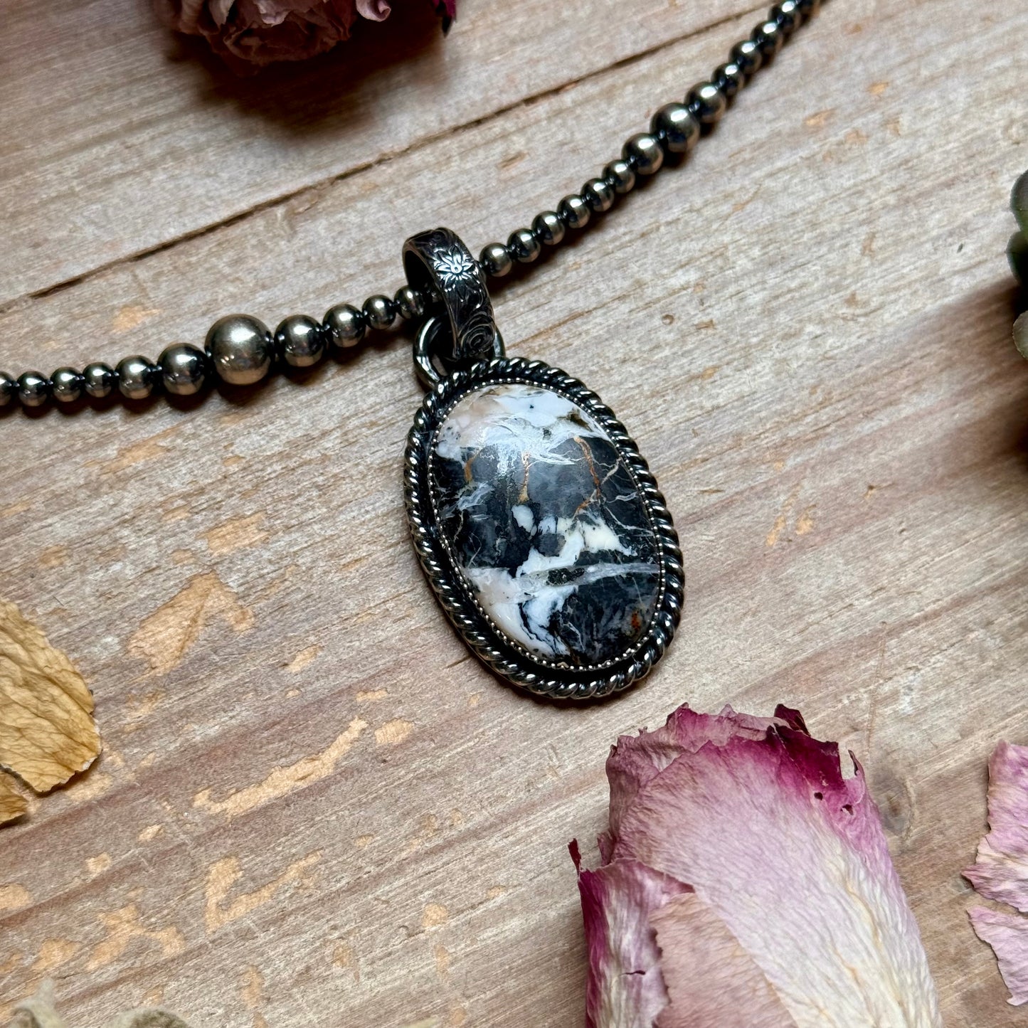 MJ Pendant - White Buffalo Sterling Silver