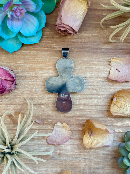 Turquoise Cross Pendant – Sterling Silver (Fits 8mm Pearls)