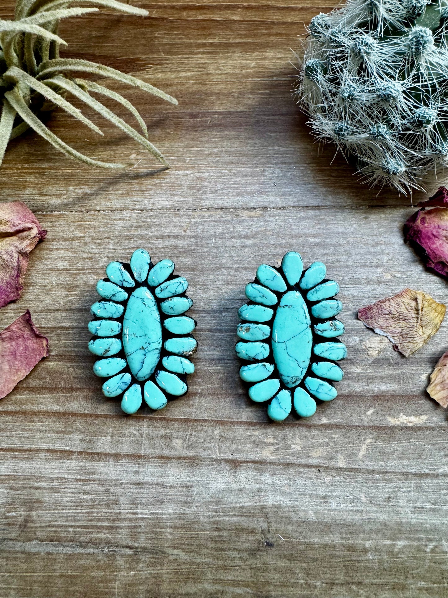 Mint Concho Large Clay Stud Earrings