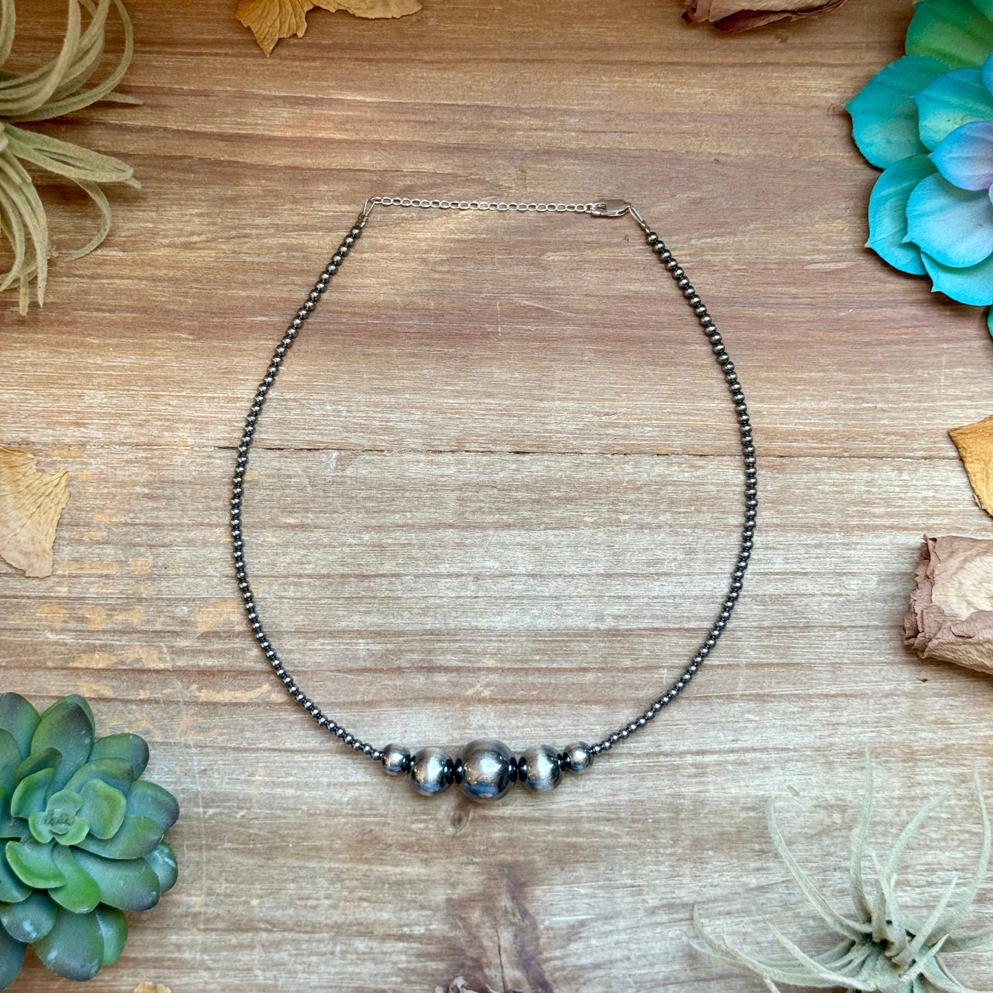 16mm Graduated Sterling Silver Pearl Necklace