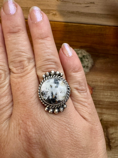 Small Ring - Size 8 - White Buffalo Ring & sterling silver