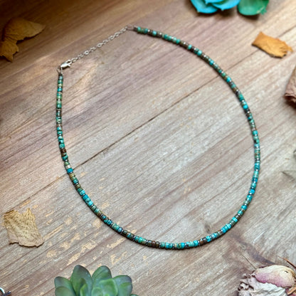 Turquoise Heishi & Hematite Necklace – 18"
