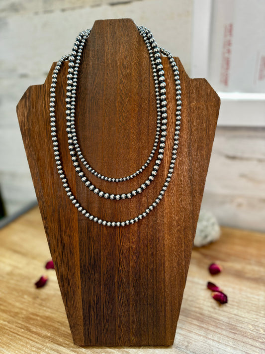 sterling silver layered necklace stack 3 piece set 4mm 6mm 5mm handmade USA jewelry