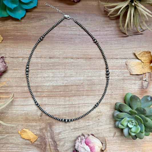 Graduated sterling silver pearl necklace handmade by The Bijoux FAB