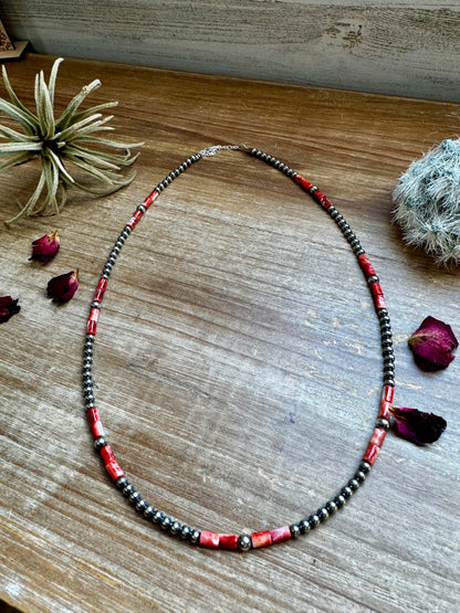 20 inch - NFR collection - sterling silver and red spiny