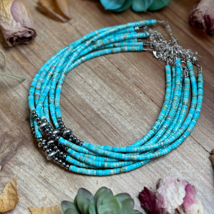 Variscite Heishi Necklace – 15" Best seller