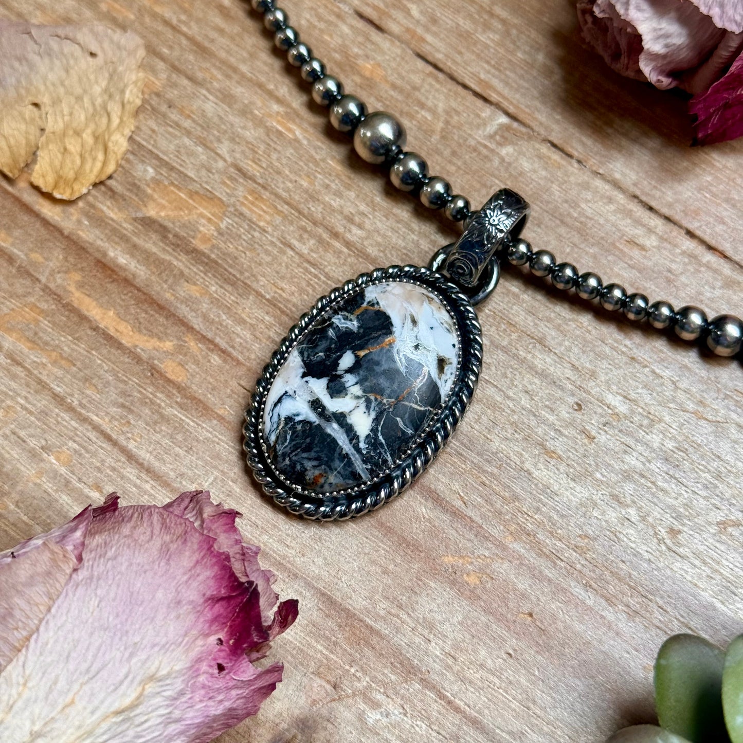 MJ Pendant - White Buffalo Sterling Silver