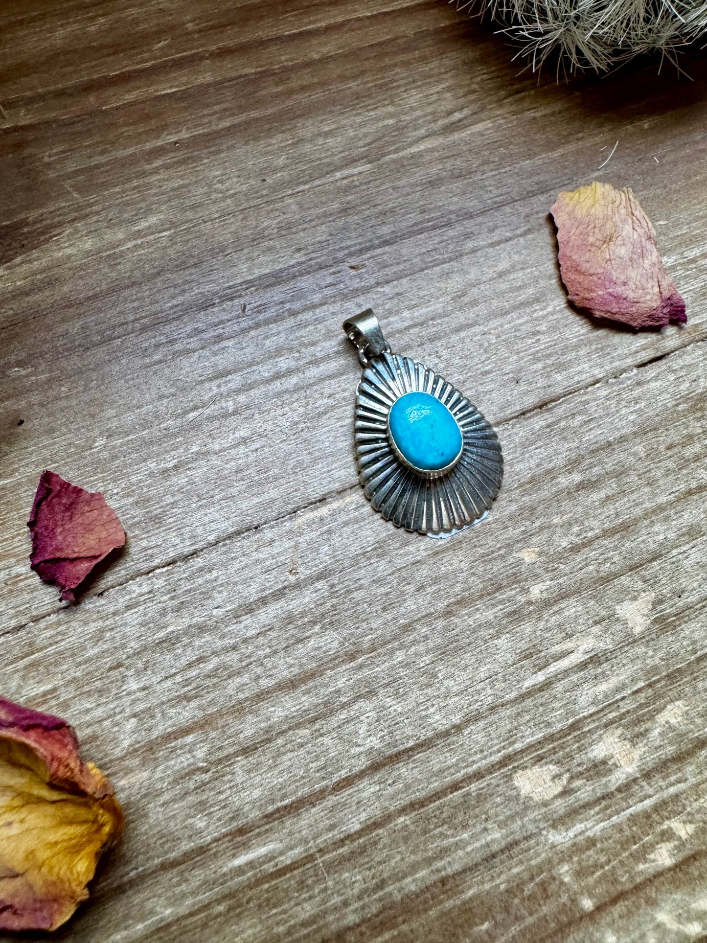 Teardrop Pendant - sterling silver with Kingman turquoise