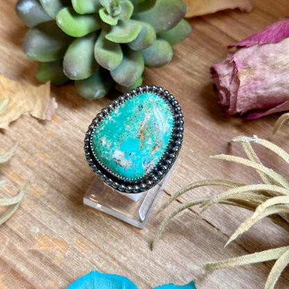 MJ Turquoise Ring – Sterling Silver Adjustable Band