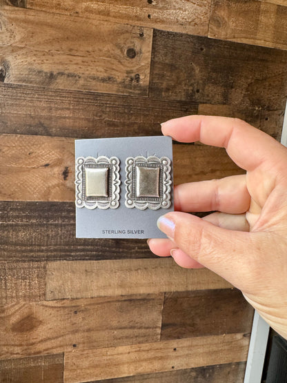 Bigger Square Sterling silver stud earrings