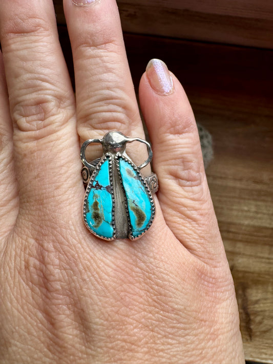 MJ collection - Bug Ring Turquoise - Adjustable - Sterling Silver