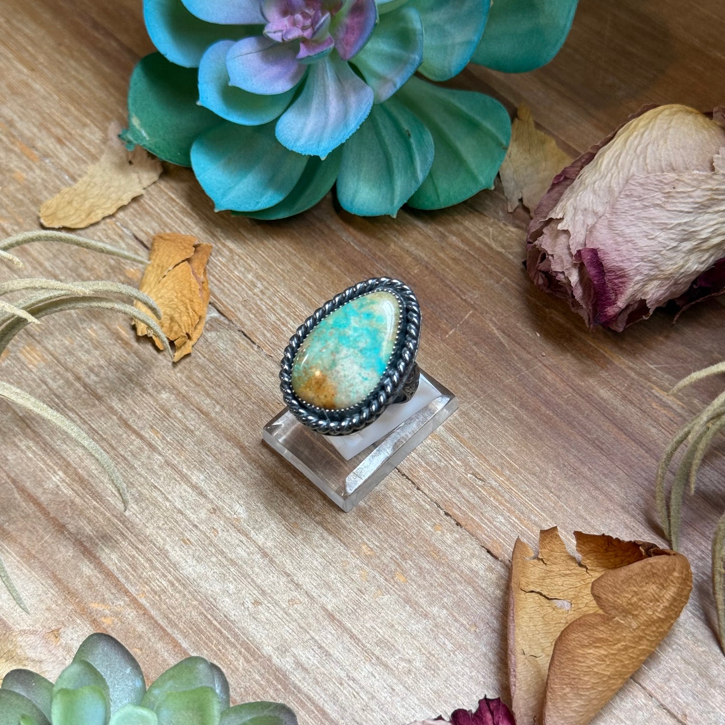 Mj Ring - Teardrop Turquoise Adjustable Ring
