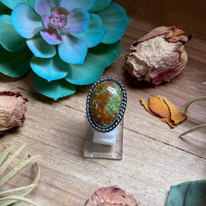 MJ Green Turquoise Adjustable Sterling Silver Ring
