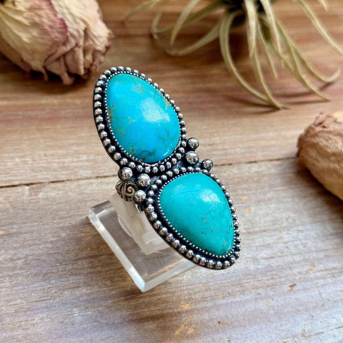 MJ Ring Two-Stone Blue Turquoise Statement Ring