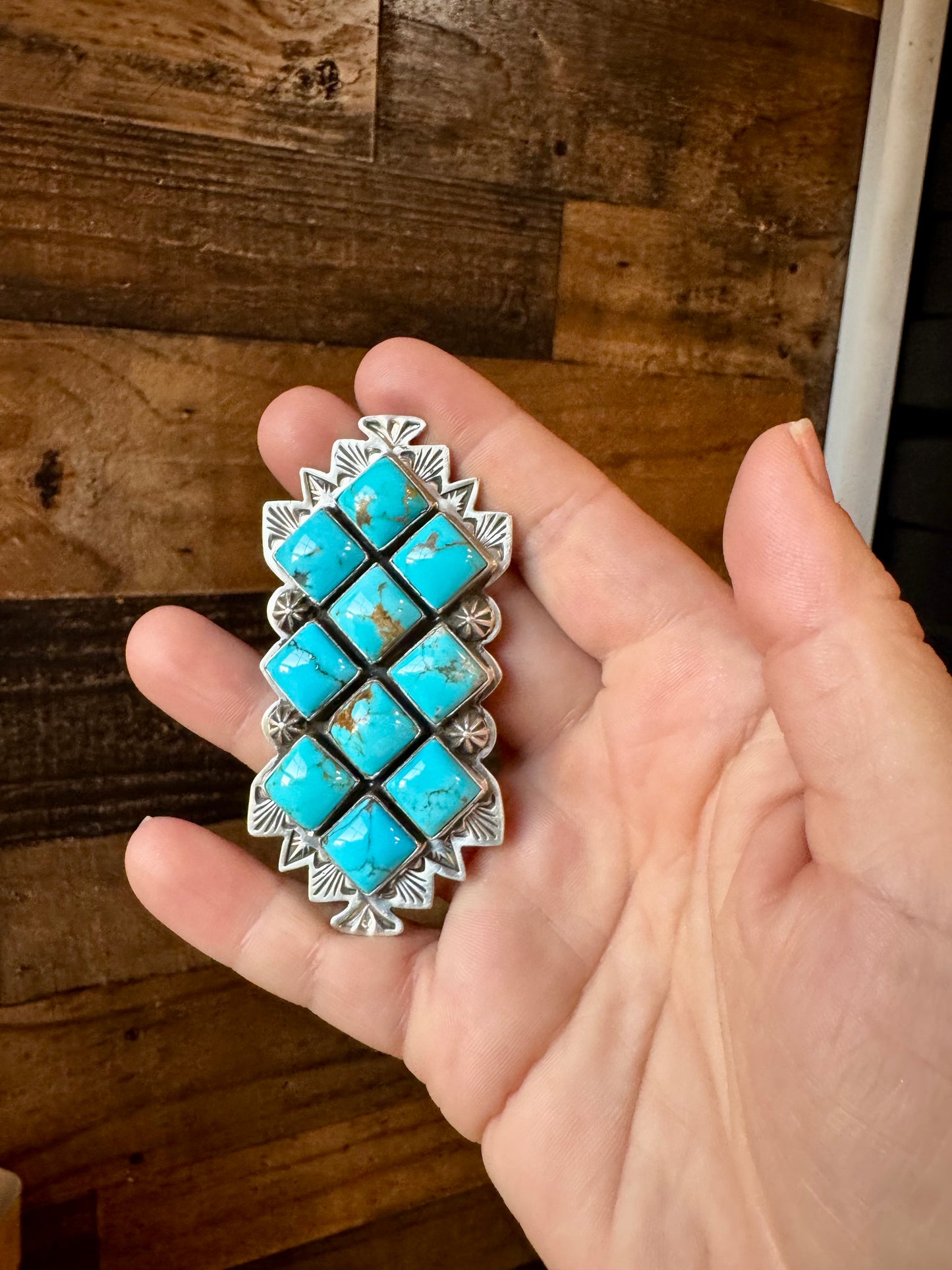 Big Ring - 7.5- kingman turquoise ring and sterling silver