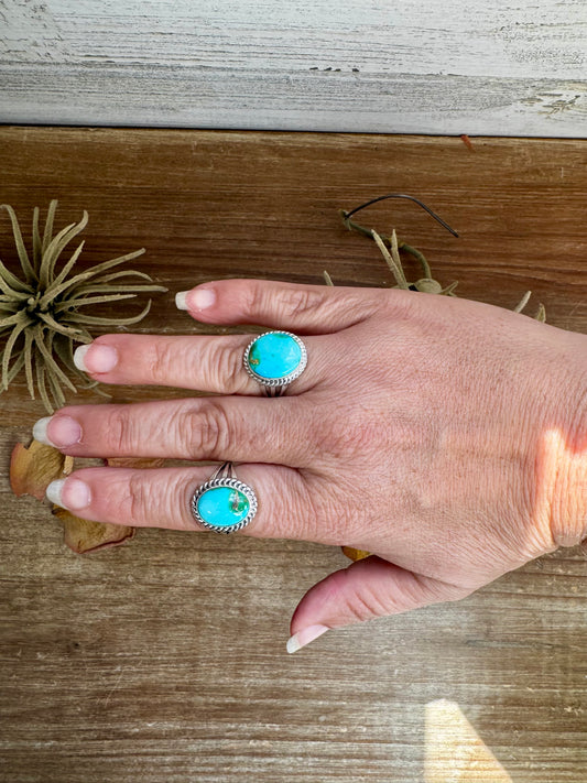 Sonoran Gold turquoise rings in sterling silver, available in size 7.5 and 8, USA made