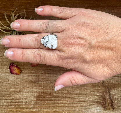 Ring - Size 9- White Buffalo Ring & sterling silver