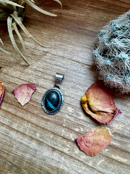 Small Pendant - Blackjack Turquoise & Sterling Silver option III