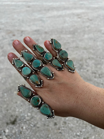 Long adjustable turquoise rings