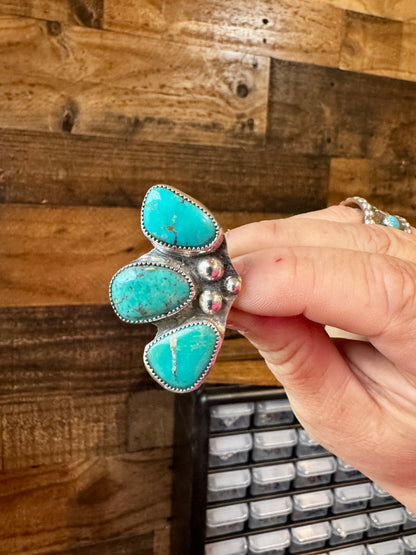 MJ collection - 3 turquoise stone ring - adjustable - sterling silver