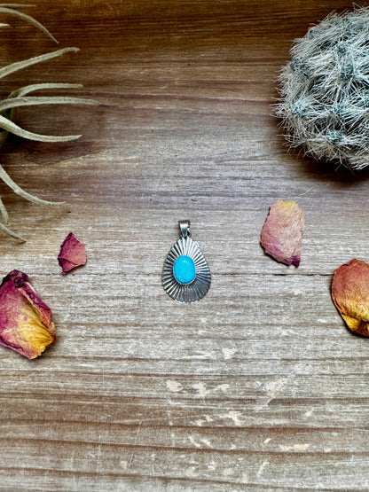 Teardrop Pendant - sterling silver with Kingman turquoise