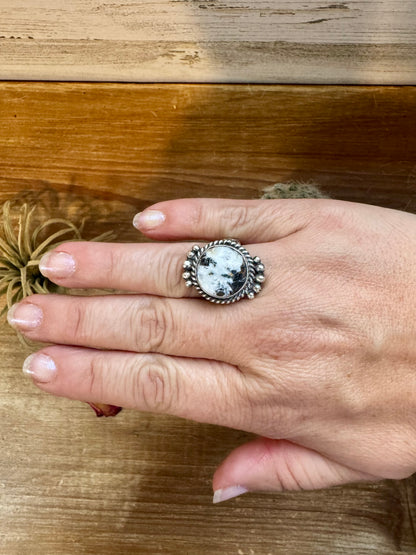 Small Ring - Size 8 - White Buffalo Ring & sterling silver