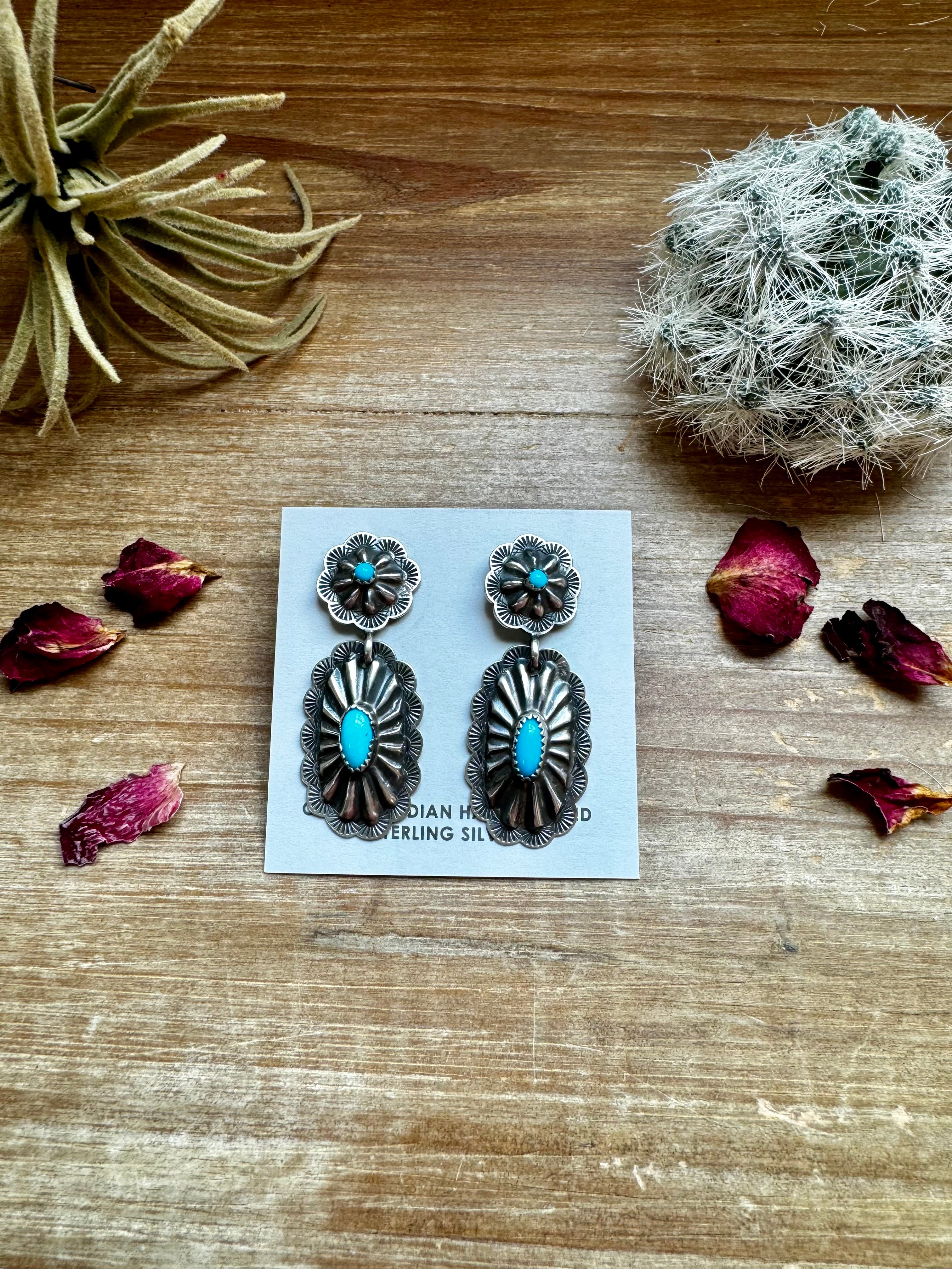 Sterling hotsell turquoise earrings long