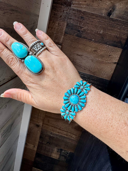 Large Turquoise Cuff – Sterling Silver – Kingman Turquoise