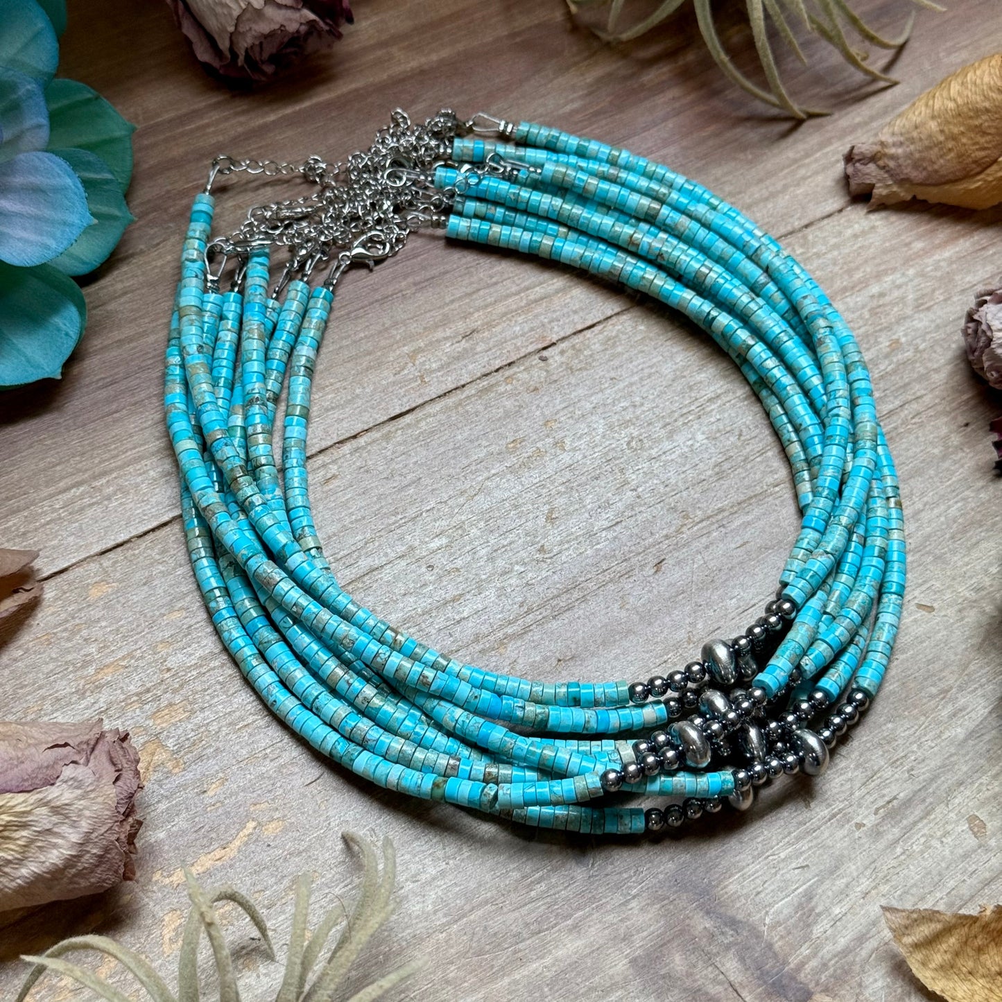 Variscite Heishi Necklace – 15" Best seller