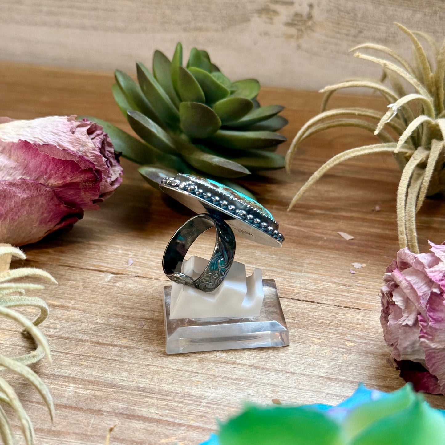 MJ Turquoise Ring – Sterling Silver Adjustable Band