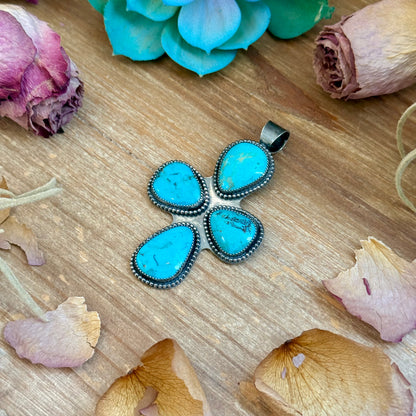 Turquoise Cross Pendant – Sterling Silver (Fits 8mm Pearls)