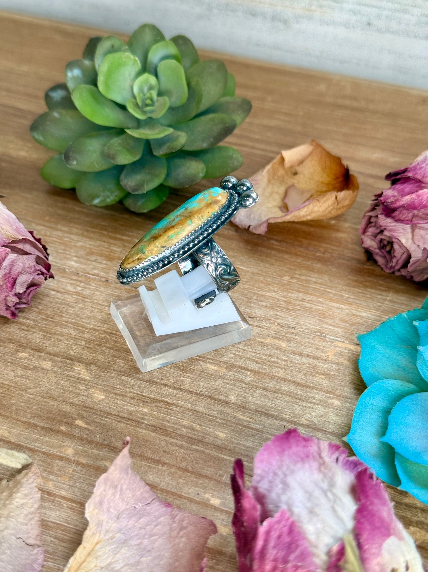 MJ Turquoise Ring – Sterling Silver Adjustable Band