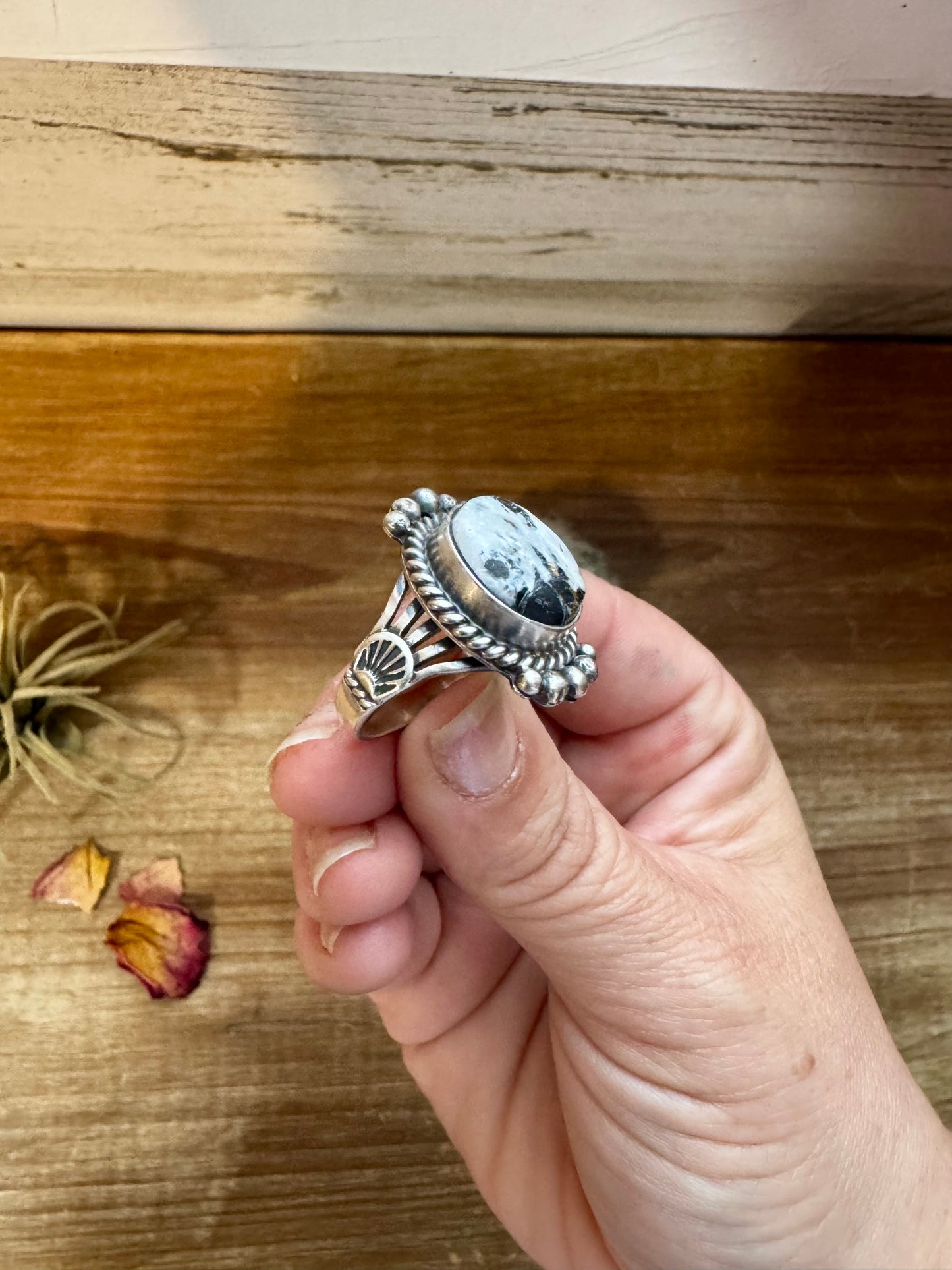 Small Ring - Size 8 - White Buffalo Ring & sterling silver