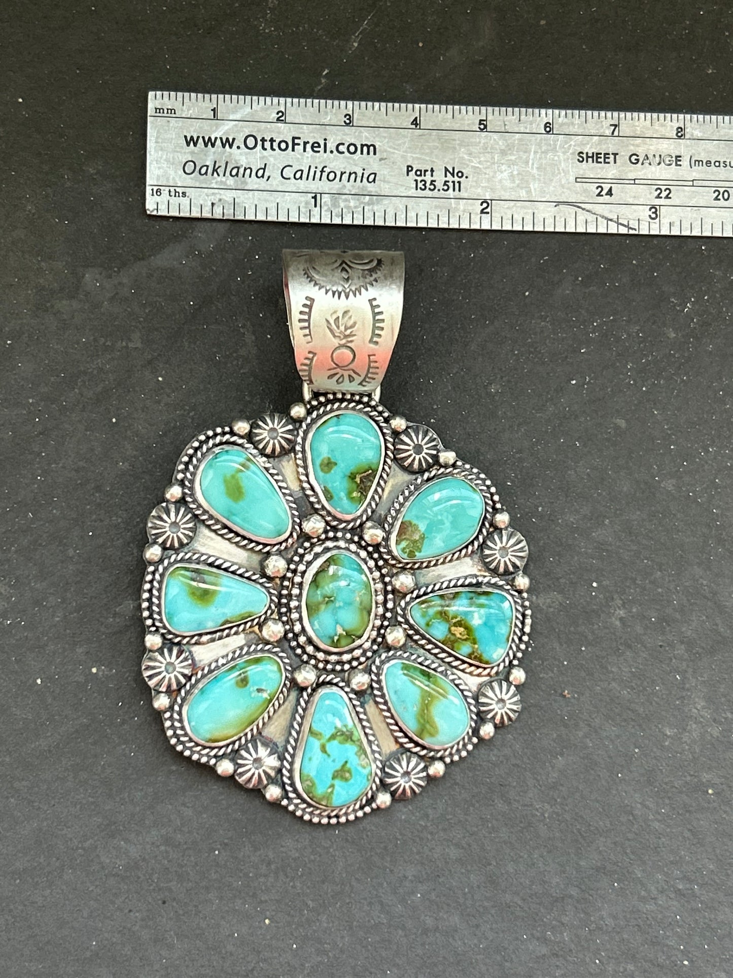 Sterling Silver Sonoran Mountain Turquoise Cluster Pendant – Fits Up to 15mm Beads – Artist Shay Pfeiffer