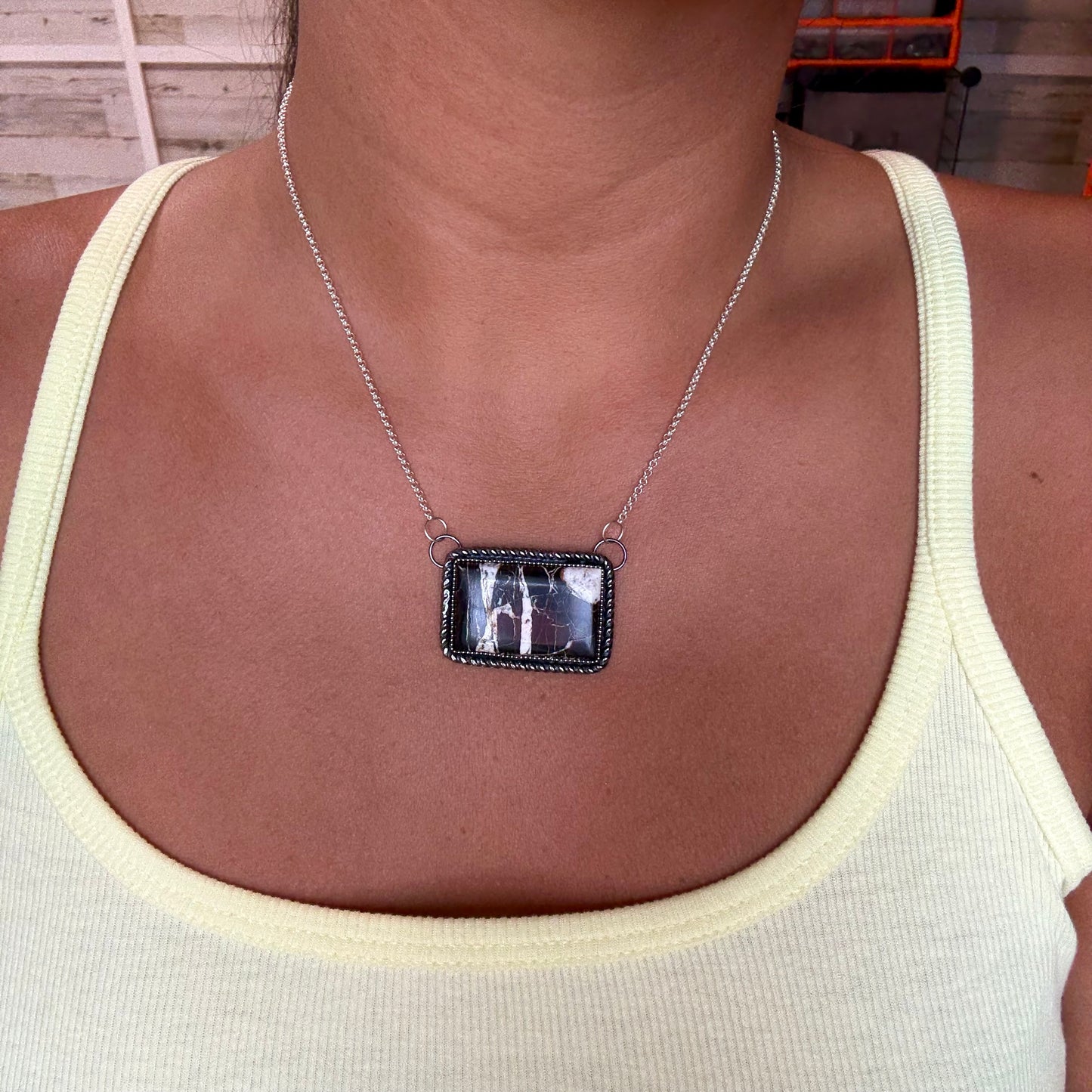 MJ White Buffalo Bar Necklace – Sterling Silver