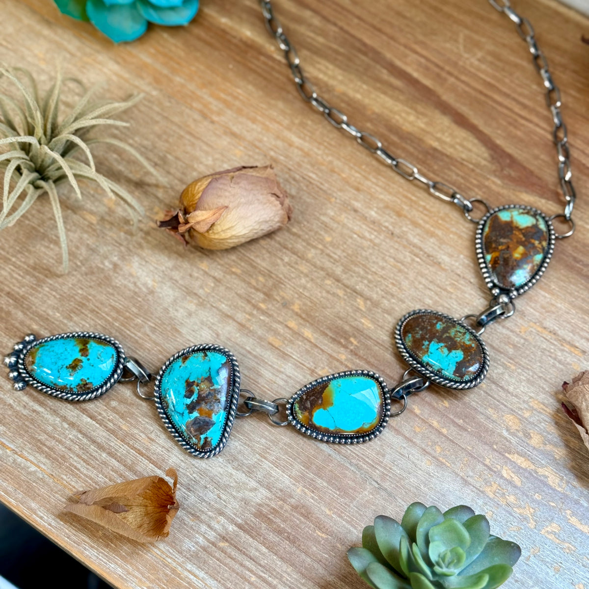 One-of-a-Kind Five-Stone Turquoise Lariat Necklace