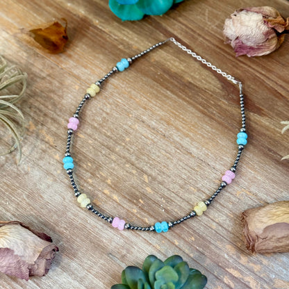 15-Inch Colorful Glass & Sterling Silver Pearl Necklace