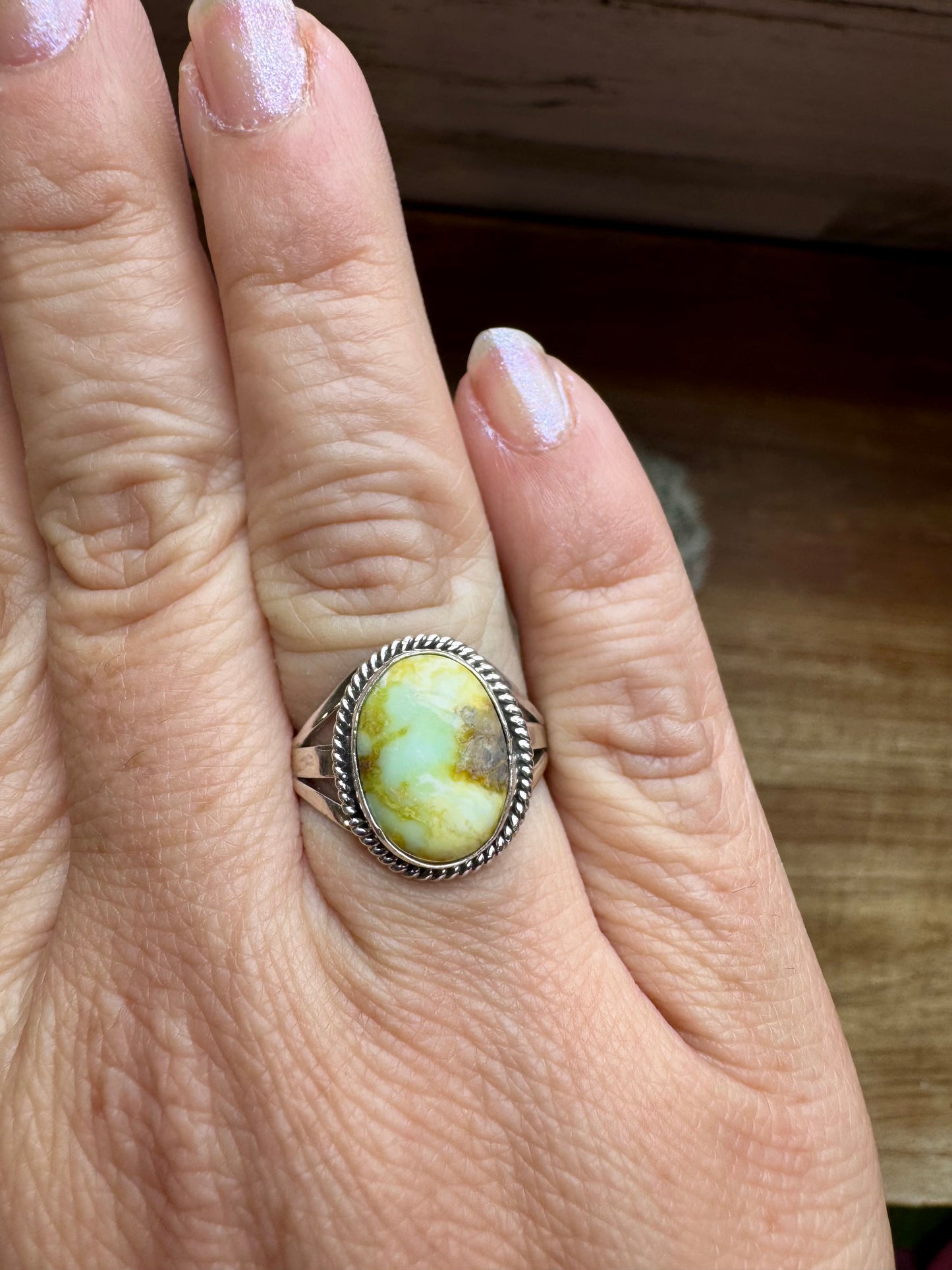 Small Ring- size 8 - Sonoran Gold Turquoise & Sterling Silver